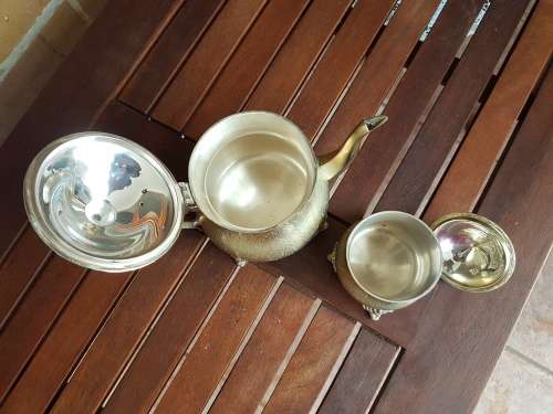 Brass Teapot and sugar bowl