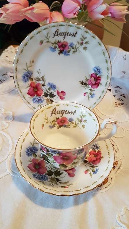 Royal Albert Flower of the Month August Tea trio