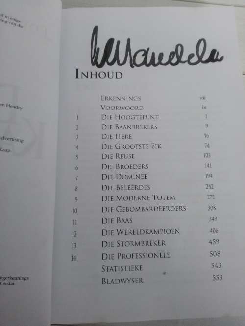 'DIE KAPTEINS' BOOK WITH AUTHOR SIGNITURE AND WHAT LOOKS TO BE MADIBA'S SIGNITURE