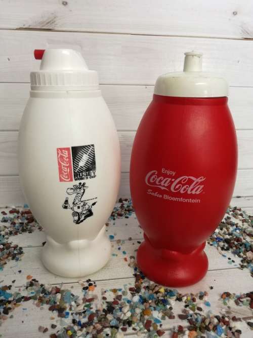COCA-COLA - RUGBY BALL WATER BOTTLES X 2