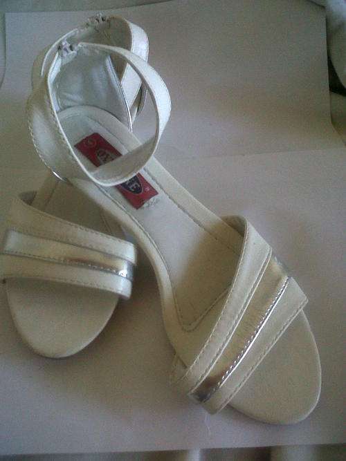White and silver Sandals Size 4