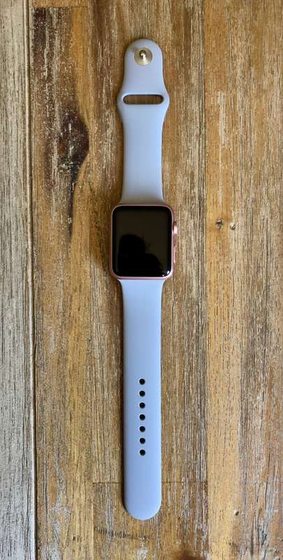 Apple Watch Series 1 42 mm Rose Gold with new Fog Grey sport band
