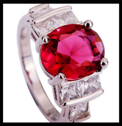 Ruby Spinel White Sapphire Gems Ring - Size 8