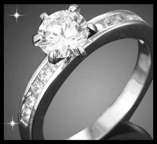 Sparkling Solitaire 18K White GP with Austrian Crystal  Ring - Size 17
