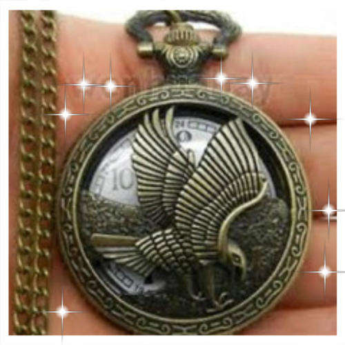 EAGLE POCKET NECKLACE WATCH RETRO ANTIQUE LOOK