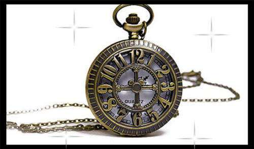 STUNNUNG RETRO ANTIQUE LOOK POCKET NECKLACE WATCH
