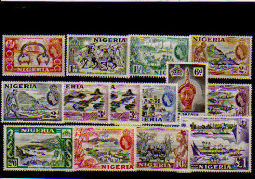 NIGERIA.MINT SET OF 14.WITH 3d EXTRA.1953-58.CAT R840