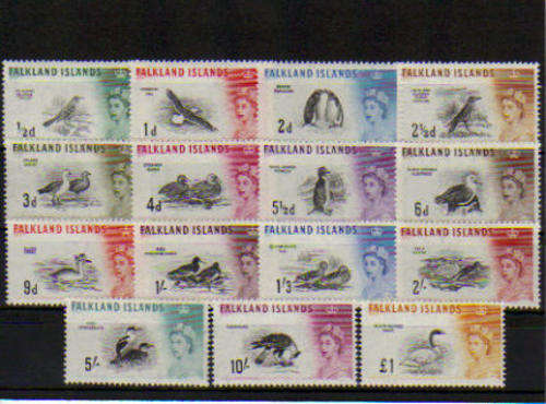 FALKLAND ISLAND.QE2.1960.*VERY LIGHT MINT.SET OF 15.AS PER SCAN.CAT R2295