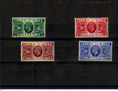 GB.KGV.1935.MINT.SET OF 4.SILVER JUBILEE.FINE CREASE ON 1d.AS PER SCAN.CAT R113