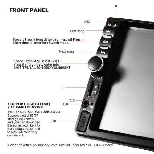 Car Radio - 7" Double Din Touch screen Media player
