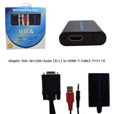 VGA To HDMI Converter - VGA Conversion Cable - VGA + Audio to HDMI Converter Cable