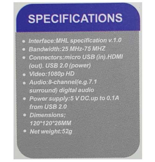 MHL to HDMI - Samsung GalaxyS/Note MHL to HDMI Media Adaptor