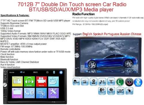Car Audio Special!! 7" Car Radio + 80W Subwoofer with built-in Amp, Parking Sensors & Reverse Camera