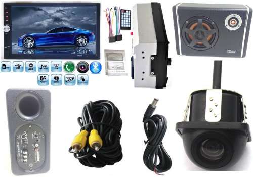Car Audio Special!! 7" Car Radio + 80W Subwoofer with built-in Amp, Parking Sensors & Reverse Camera