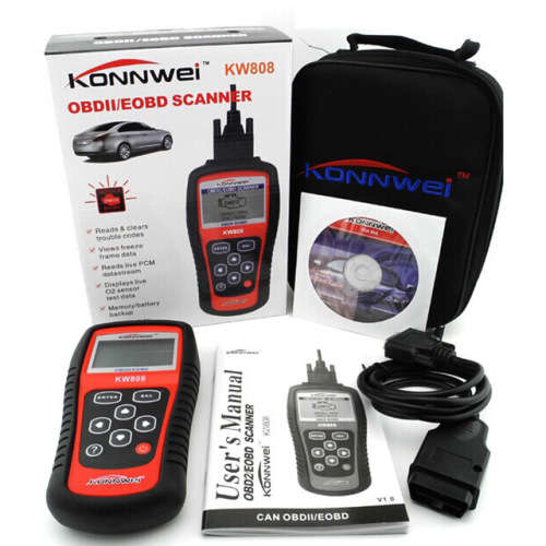 Diagnostic Scanner - Konnwei OBD2/EOBD Scanner - Konnwei KW808 OBD2 Scanner with Software Disc