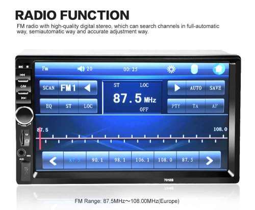 Car Radio - 7" Double Din Touch screen BT/USB/SD/AUX/MP3 Media player