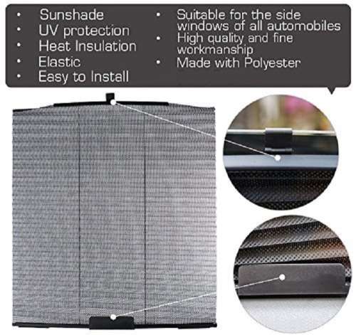 Sun Visor - Retractable Sunshield - Car Door Sunshade - Set of 2 Retractable Sun Shade AK-009