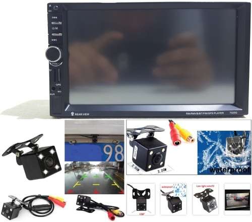 Car Radio GPS Double Din Touch screen Car Radio with Free Square Reverse Camera