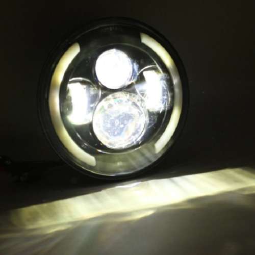 7" Half Ring LED H4 Headlight Set - Universal H4 LED Headlight Set - 7" 50W 4-in-1 LED Headlight Set