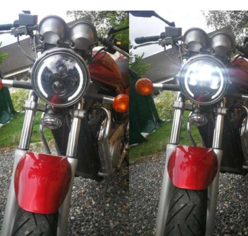 7" Half Ring LED H4 Headlight Set - Universal H4 LED Headlight Set - 7" 50W 4-in-1 LED Headlight Set