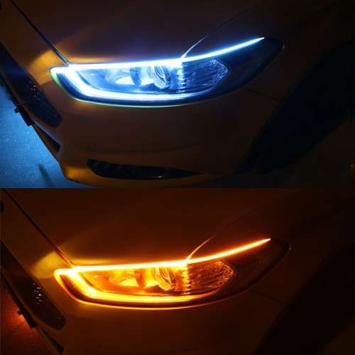 Headlight Strip - 45cm DRL LED Light - 2-in-1 Daytime Running Light Strip(Light Soft Article Lamp)
