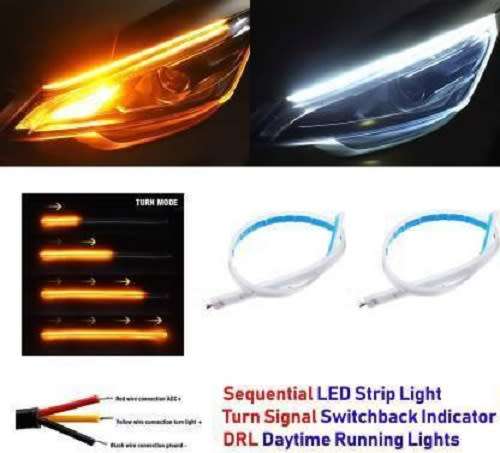 Headlight Strip - 45cm DRL LED Light - 2-in-1 Daytime Running Light Strip(Light Soft Article Lamp)