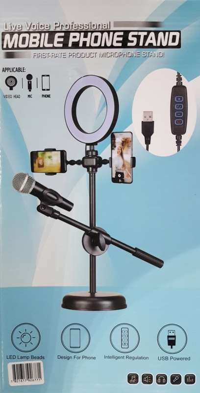 6" LED Ring Light With Microphone Stand - 6 Inch Photography / Video LED Ring with 3 Light Colors