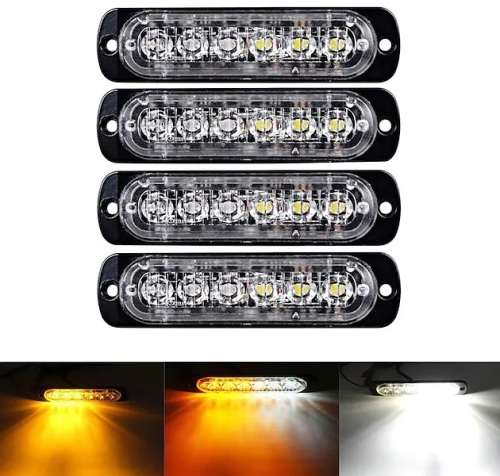 Reflector Light - 12V - 24V 18W LED Reflector Light - White & Amber(Yellow) LED Flash Warning Light