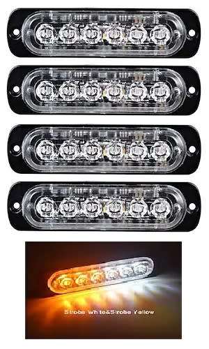 Reflector Light - 12V - 24V 18W LED Reflector Light - White & Amber(Yellow) LED Flash Warning Light