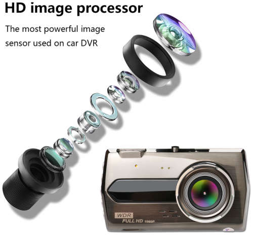 Vehicle Dash Camera - Rearview Mirror Dash Recorder - 2-In-1 Dash and Reverse Camera