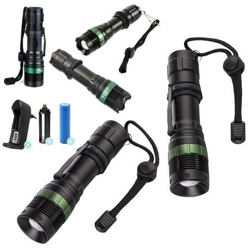 Torch - Rechargeable LED Flashlight - Multi-function Zoom Torch