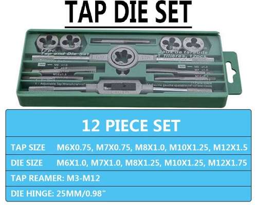 Tap and Die Set - 12pc Tap and Die Set - 12pc DIY & Professional Tap & Die Set