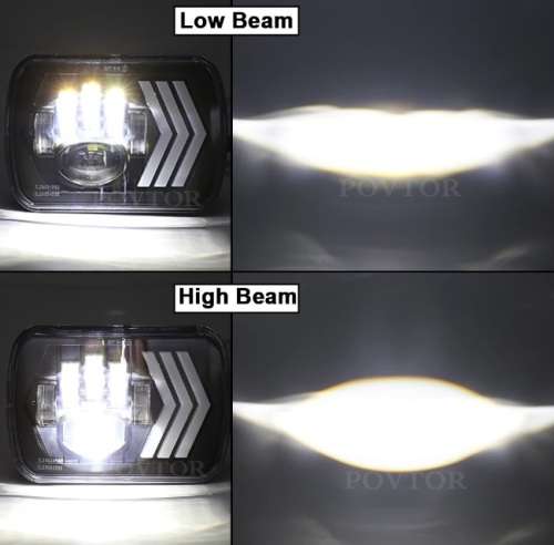 7x5" H4 LED Headlight Set - Universal 7x5" H4 LED Headlight Set - 7x5" 60W 4-in-1 LED Headlight Set