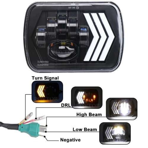 7x5" H4 LED Headlight Set - Universal 7x5" H4 LED Headlight Set - 7x5" 60W 4-in-1 LED Headlight Set