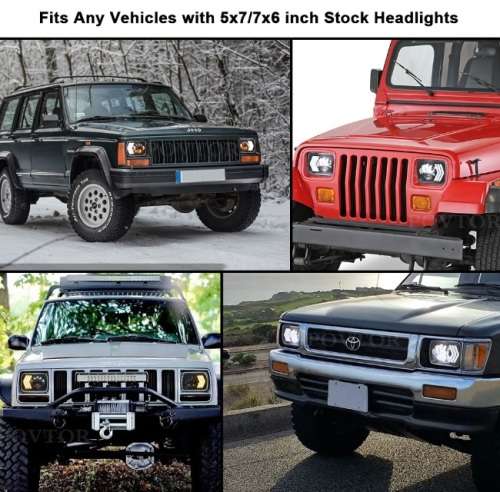 7x5" H4 LED Headlight Set - Universal 7x5" H4 LED Headlight Set - 7x5" 60W 4-in-1 LED Headlight Set