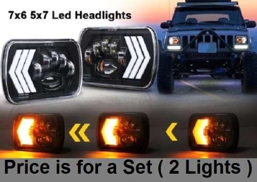 7x5" H4 LED Headlight Set - Universal 7x5" H4 LED Headlight Set - 7x5" 60W 4-in-1 LED Headlight Set
