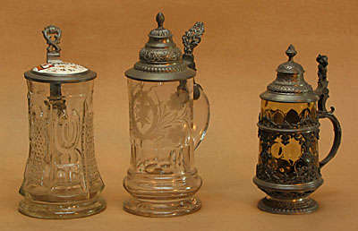 Set of three beer tankards