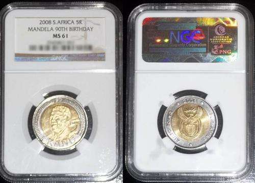 2008 MS61 - VERY RARE ! - NGC GRADING - 2008 B/DAY MANDELA R5 COIN