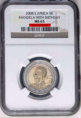 HIGH GRADE MANDELA BIRTHDAY 2008 MS65 R5 COIN NGC GRADED