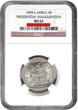 MANDELA INAUGURATION 1994 MS63 R5 COIN NGC GRADED