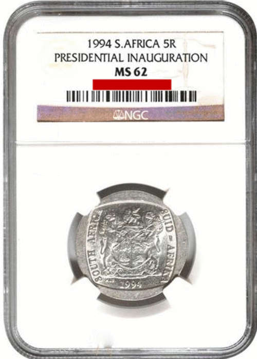 MANDELA INAUGURATION 1994 MS62 R5 COIN NGC GRADED