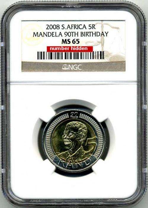 MANDELA BIRTHDAY 2008 SLABBED MS65 R5 COIN ***NGC GRADED MINT STATE 65 ***