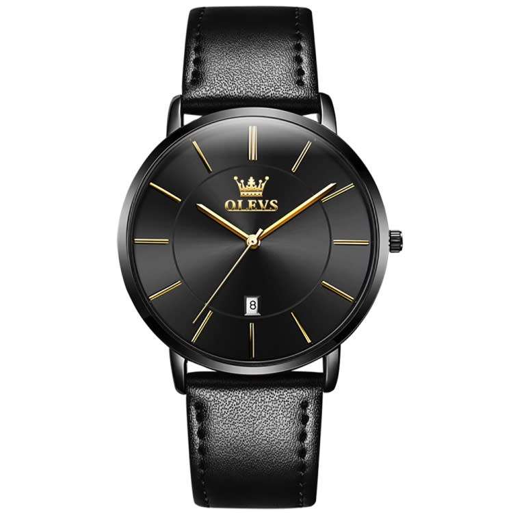 OLEVS Genuine Leather Quartz Unisex Watch (Black, White or Blue)
