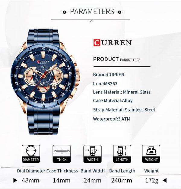 WOW! BRAND NEW! Stainless Steal CURREN 8363 CHRONOGRAPH WATCH