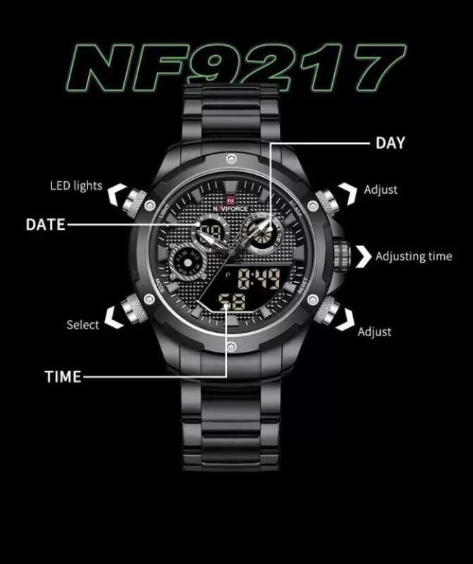 Naviforce 9217 Awakening Avant-Garde Sporty Power men`s Digital Stainless steel Wrist watch - GREEN