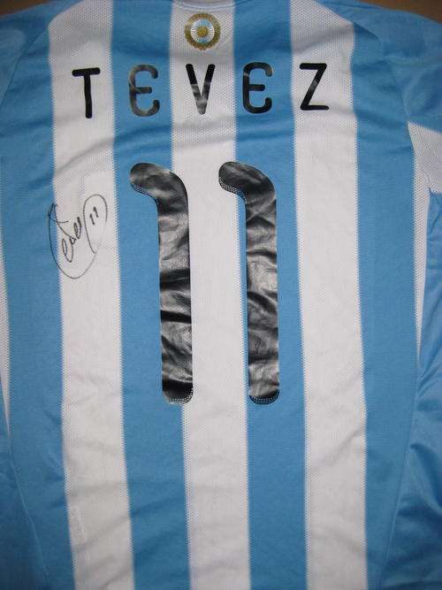 Carlos Tevez signed Argentina World Cup 2010 away shirt