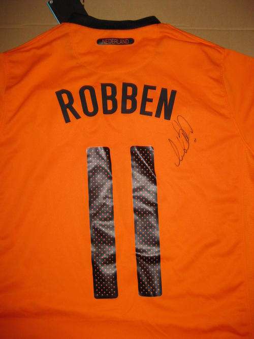 Arjen Robben signed Netherlands WC2010 home shirt jersey