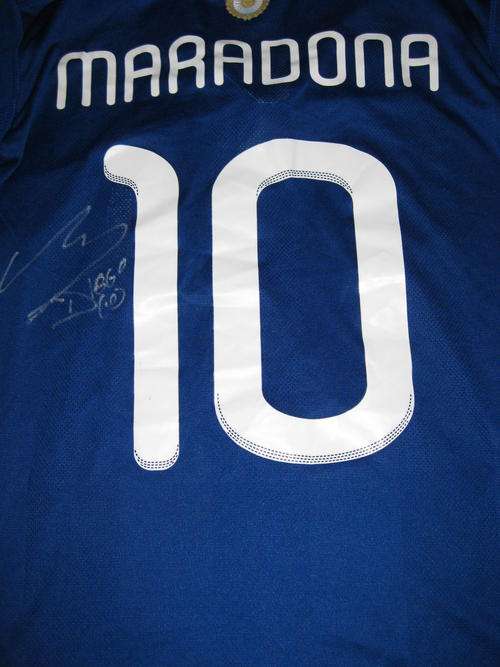 Diego Maradona signed Argentina 2010 World Cup away shirt