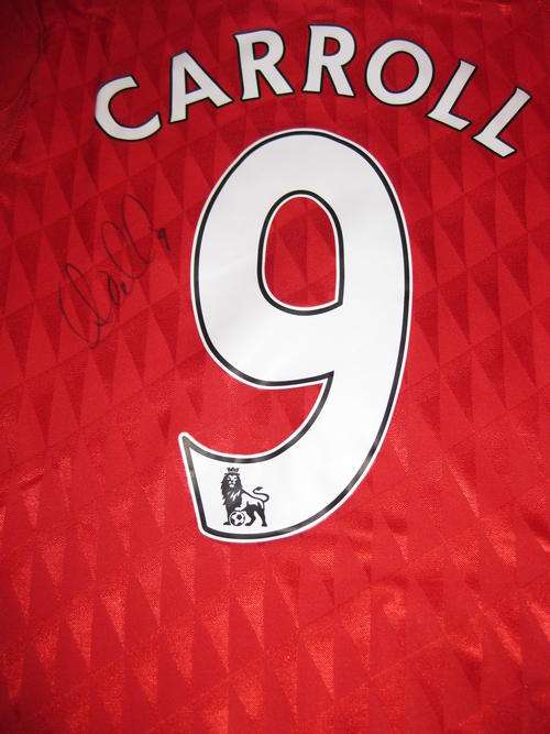 Andy Carroll signed Liverpool 2010-11 NEW home shirt