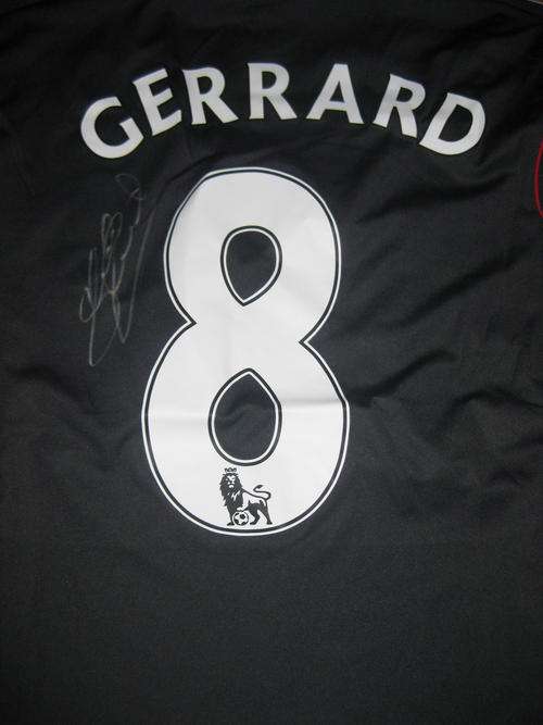Steven Gerrard signed Liverpool 2011-12 away shirt